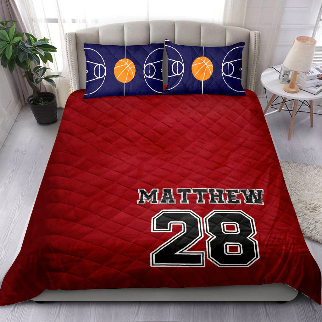 Ohaprints-Quilt-Bed-Set-Pillowcase-Basketball-Court-Player-Fan-Gift-Idea-Red-Custom-Personalized-Name-Number-Blanket-Bedspread-Bedding-2734-Throw (55'' x 60'')