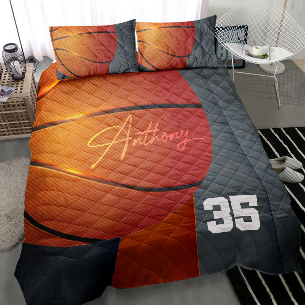 Ohaprints-Quilt-Bed-Set-Pillowcase-Basketball-Ball-3D-Print-Player-Fan-Gift-Grey-Custom-Personalized-Name-Number-Blanket-Bedspread-Bedding-1559-Throw (55'' x 60'')
