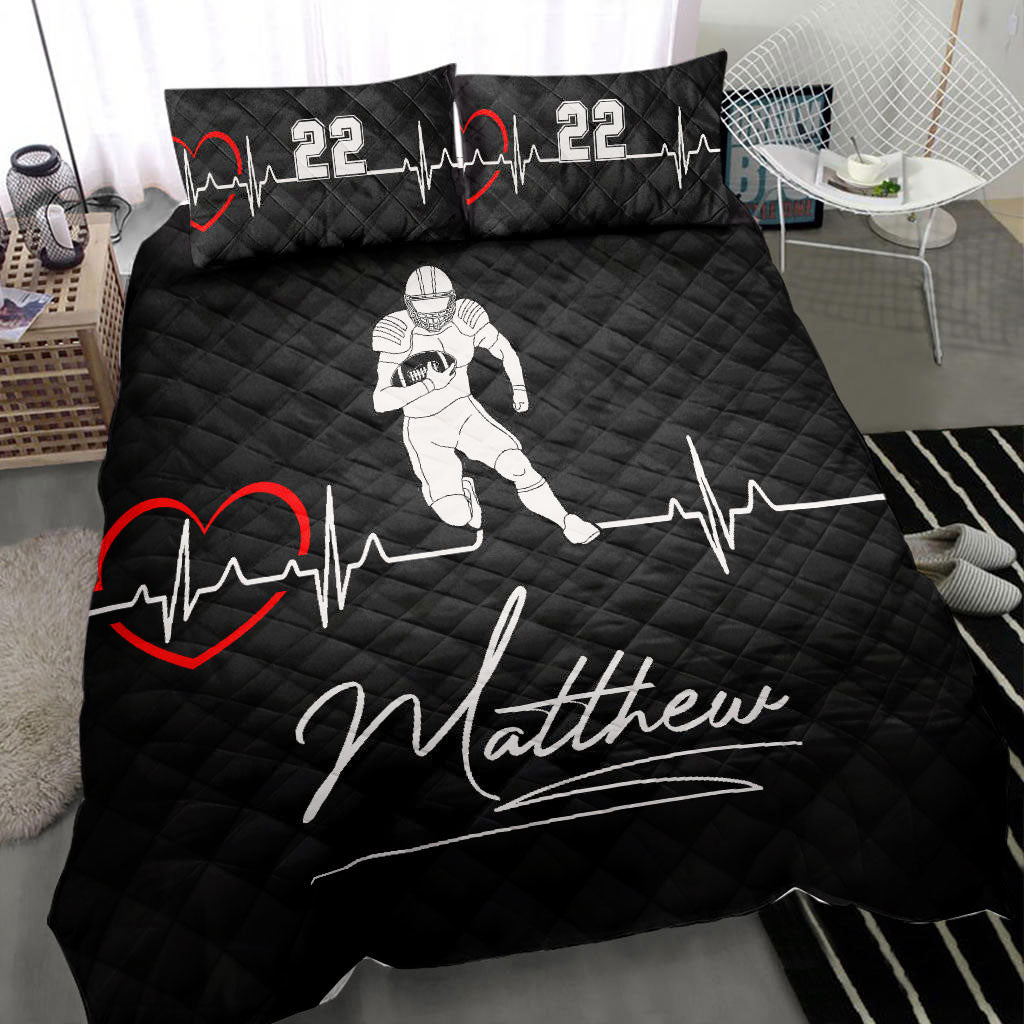 Ohaprints-Quilt-Bed-Set-Pillowcase-Football-In-My-Heart-Beat-Player-Fan-Black-Custom-Personalized-Name-Number-Blanket-Bedspread-Bedding-387-Throw (55'' x 60'')
