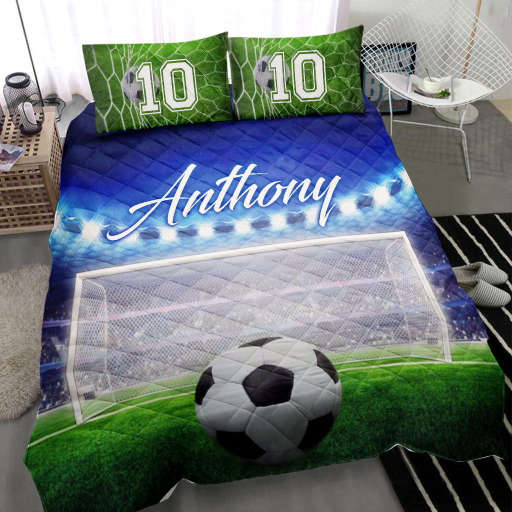 Ohaprints-Quilt-Bed-Set-Pillowcase-Soccer-Ball-Goal-Field-Player-Fan-Gift-Blue-Custom-Personalized-Name-Number-Blanket-Bedspread-Bedding-979-Throw (55'' x 60'')