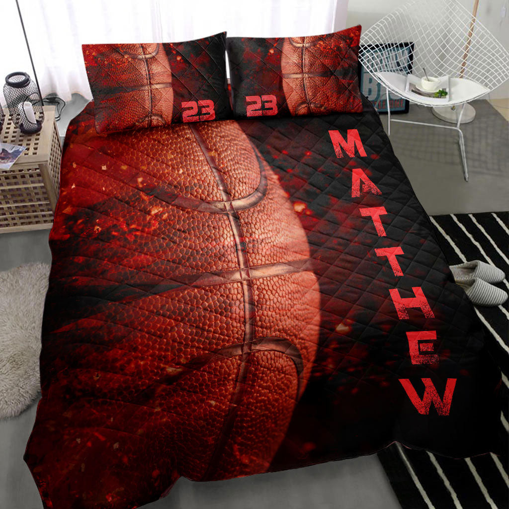 Ohaprints-Quilt-Bed-Set-Pillowcase-Basketball-Ball-3D-Print-Fire-Player-Fan-Gift-Custom-Personalized-Name-Number-Blanket-Bedspread-Bedding-1560-Throw (55'' x 60'')