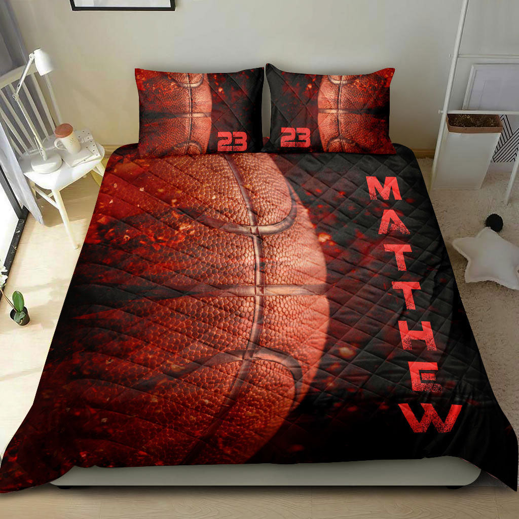 Ohaprints-Quilt-Bed-Set-Pillowcase-Basketball-Ball-3D-Print-Fire-Player-Fan-Gift-Custom-Personalized-Name-Number-Blanket-Bedspread-Bedding-1560-Double (70'' x 80'')