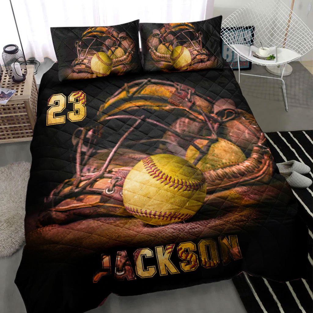 Ohaprints-Quilt-Bed-Set-Pillowcase-Softball-Stuff-Vintage-Brown-Player-Fan-Gift-Custom-Personalized-Name-Number-Blanket-Bedspread-Bedding-3058-Throw (55'' x 60'')