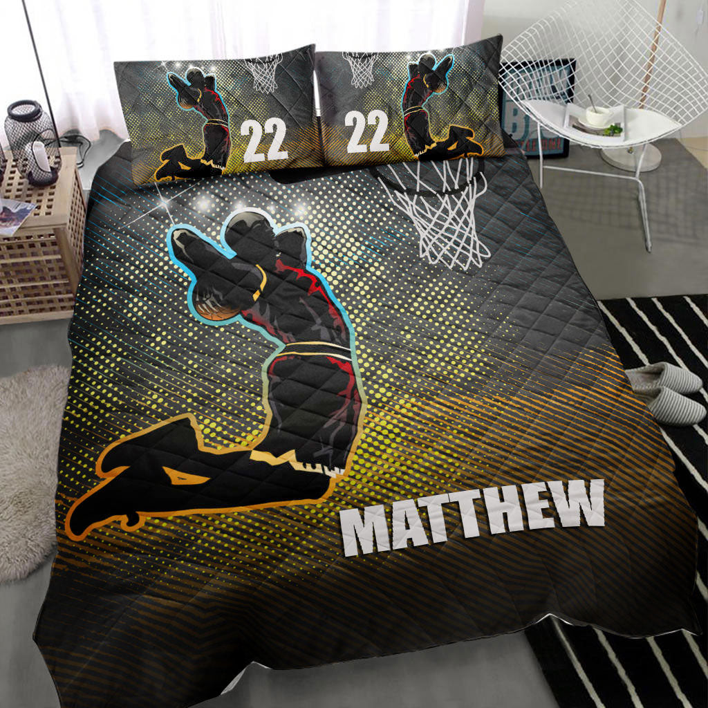 Ohaprints-Quilt-Bed-Set-Pillowcase-Basketball-Boy-Player-Slam-Dunk-Player-Fan-Custom-Personalized-Name-Number-Blanket-Bedspread-Bedding-2147-Throw (55'' x 60'')
