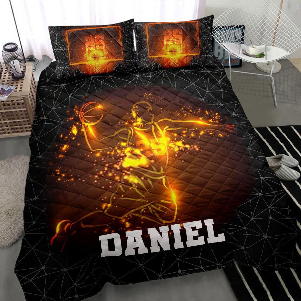 Ohaprints-Quilt-Bed-Set-Pillowcase-Basketball-Fire-Boy-Player-Fan-Gift-Idea-Slam-Dunk-Custom-Personalized-Name-Blanket-Bedspread-Bedding-983-Throw (55'' x 60'')