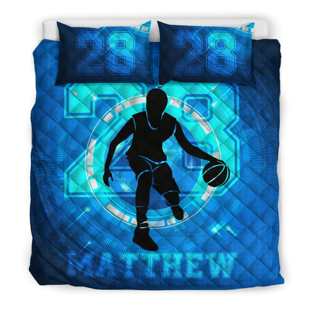 Ohaprints-Quilt-Bed-Set-Pillowcase-Basketball-Blue-Boy-Player-Fan-Unique-Gift-Custom-Personalized-Name-Number-Blanket-Bedspread-Bedding-2210-Double (70'' x 80'')