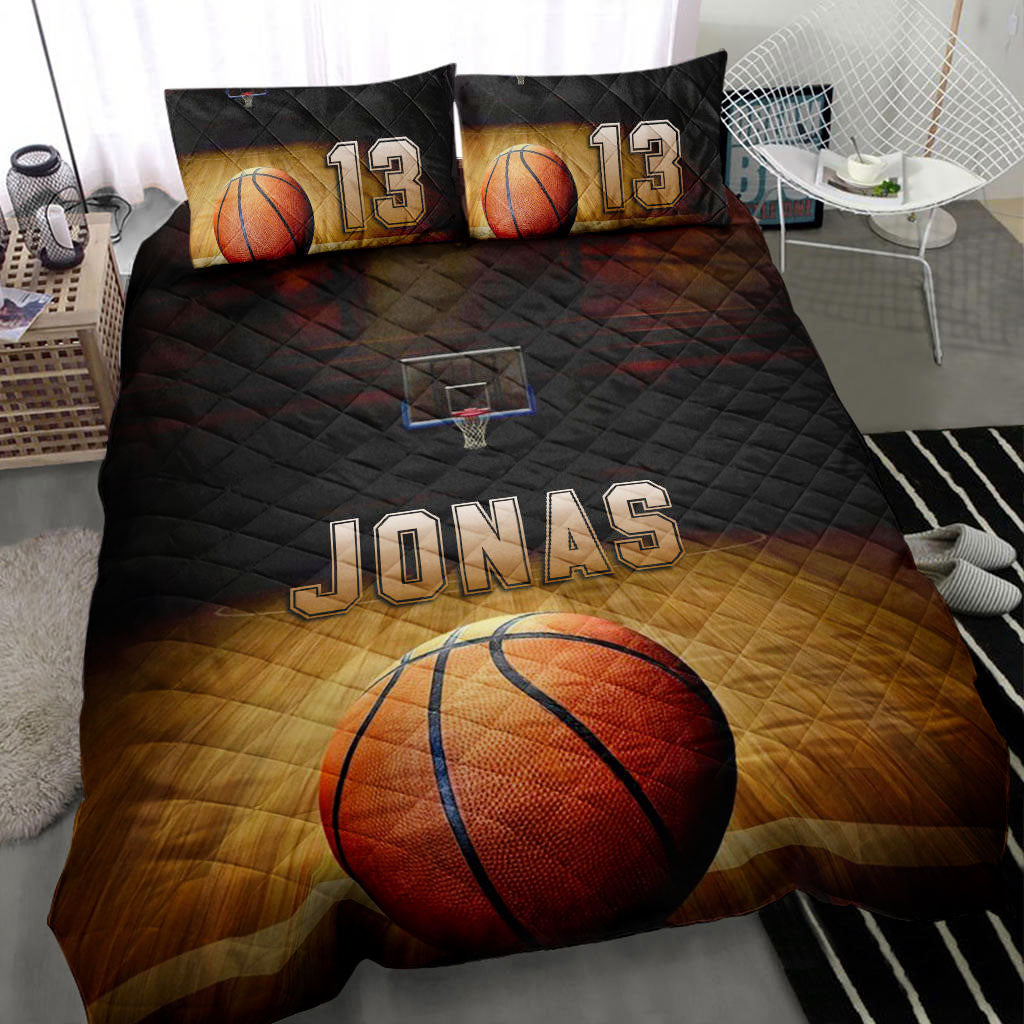 Ohaprints-Quilt-Bed-Set-Pillowcase-Basketball-Court-Ball-3D-Player-Fan-Gift-Idea-Custom-Personalized-Name-Number-Blanket-Bedspread-Bedding-2743-Throw (55'' x 60'')