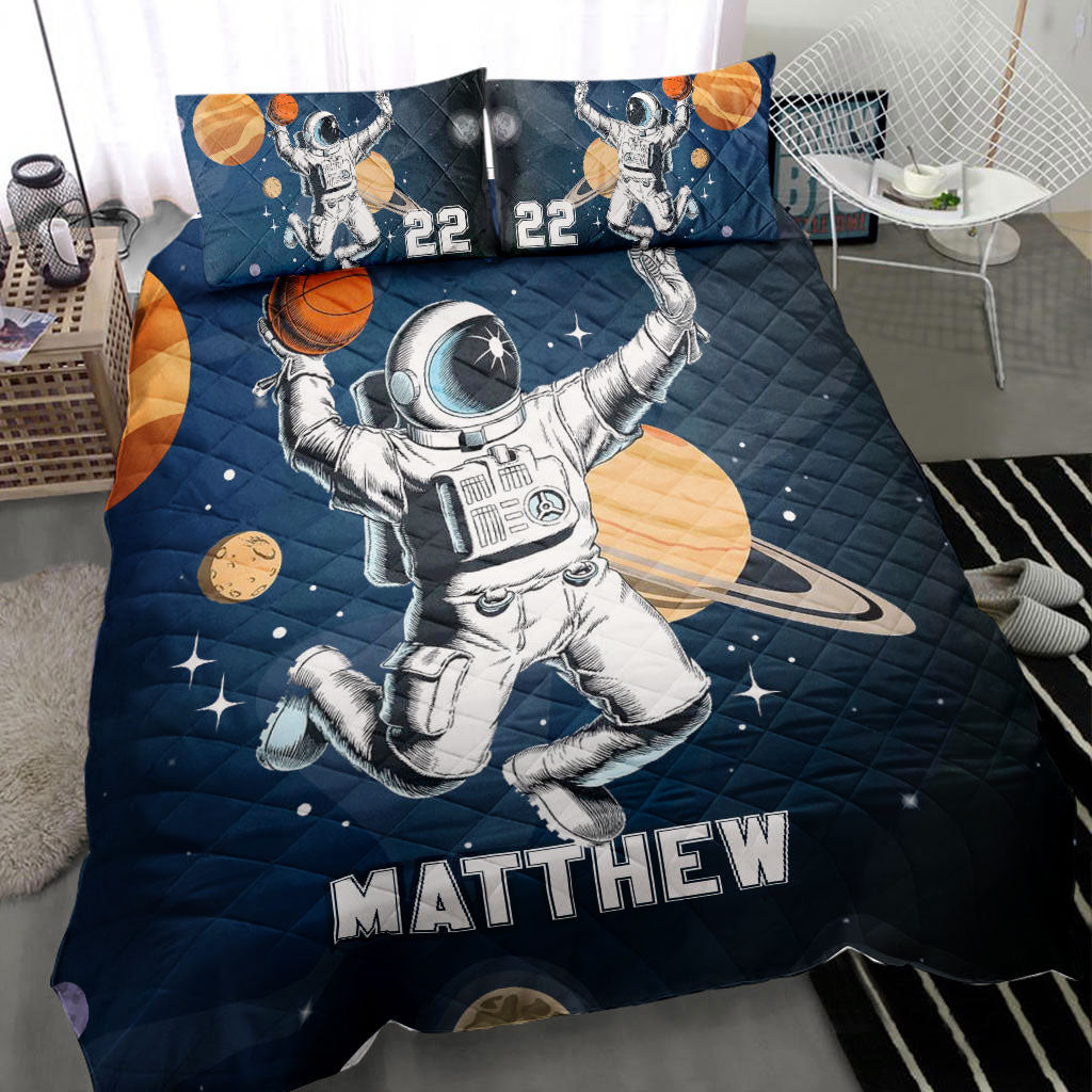 Ohaprints-Quilt-Bed-Set-Pillowcase-Basketball-Astronaut-Universe-Player-Fan-Gift-Custom-Personalized-Name-Number-Blanket-Bedspread-Bedding-1043-Throw (55'' x 60'')