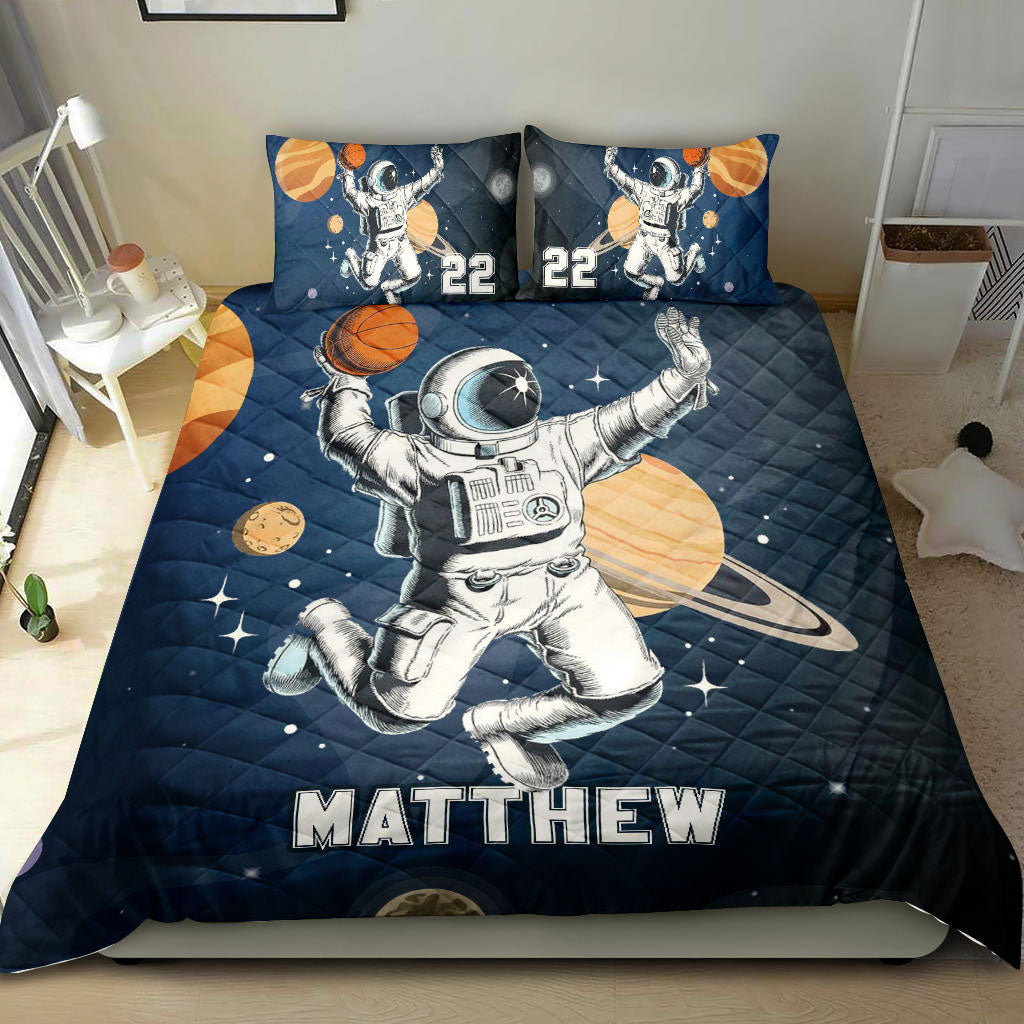 Ohaprints-Quilt-Bed-Set-Pillowcase-Basketball-Astronaut-Universe-Player-Fan-Gift-Custom-Personalized-Name-Number-Blanket-Bedspread-Bedding-1043-Double (70'' x 80'')