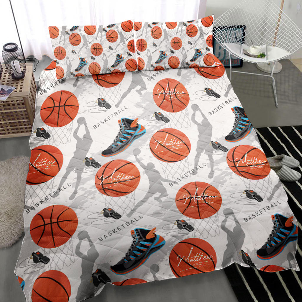 Ohaprints-Quilt-Bed-Set-Pillowcase-Basketball-Ball-Shoe-Pattern-Player-Fan-Gift-Custom-Personalized-Name-Number-Blanket-Bedspread-Bedding-984-Throw (55'' x 60'')
