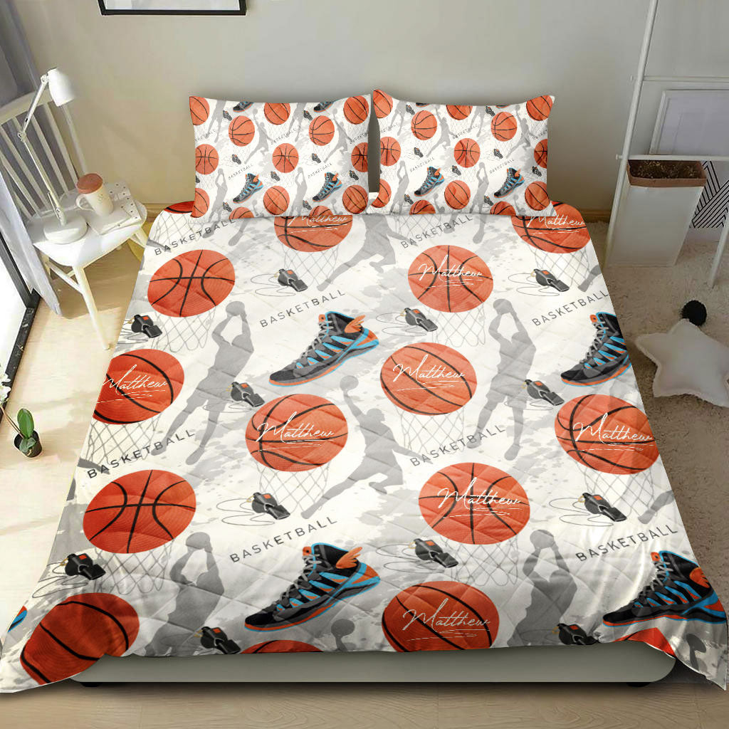 Ohaprints-Quilt-Bed-Set-Pillowcase-Basketball-Ball-Shoe-Pattern-Player-Fan-Gift-Custom-Personalized-Name-Number-Blanket-Bedspread-Bedding-984-Double (70'' x 80'')