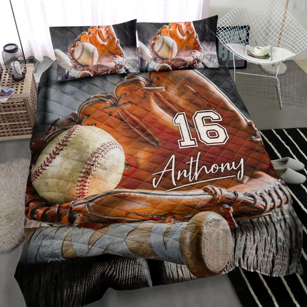 Ohaprints-Quilt-Bed-Set-Pillowcase-Baseball-Ball-Glove-Player-Fan-Gift-Idea-Custom-Personalized-Name-Number-Blanket-Bedspread-Bedding-2805-Throw (55'' x 60'')