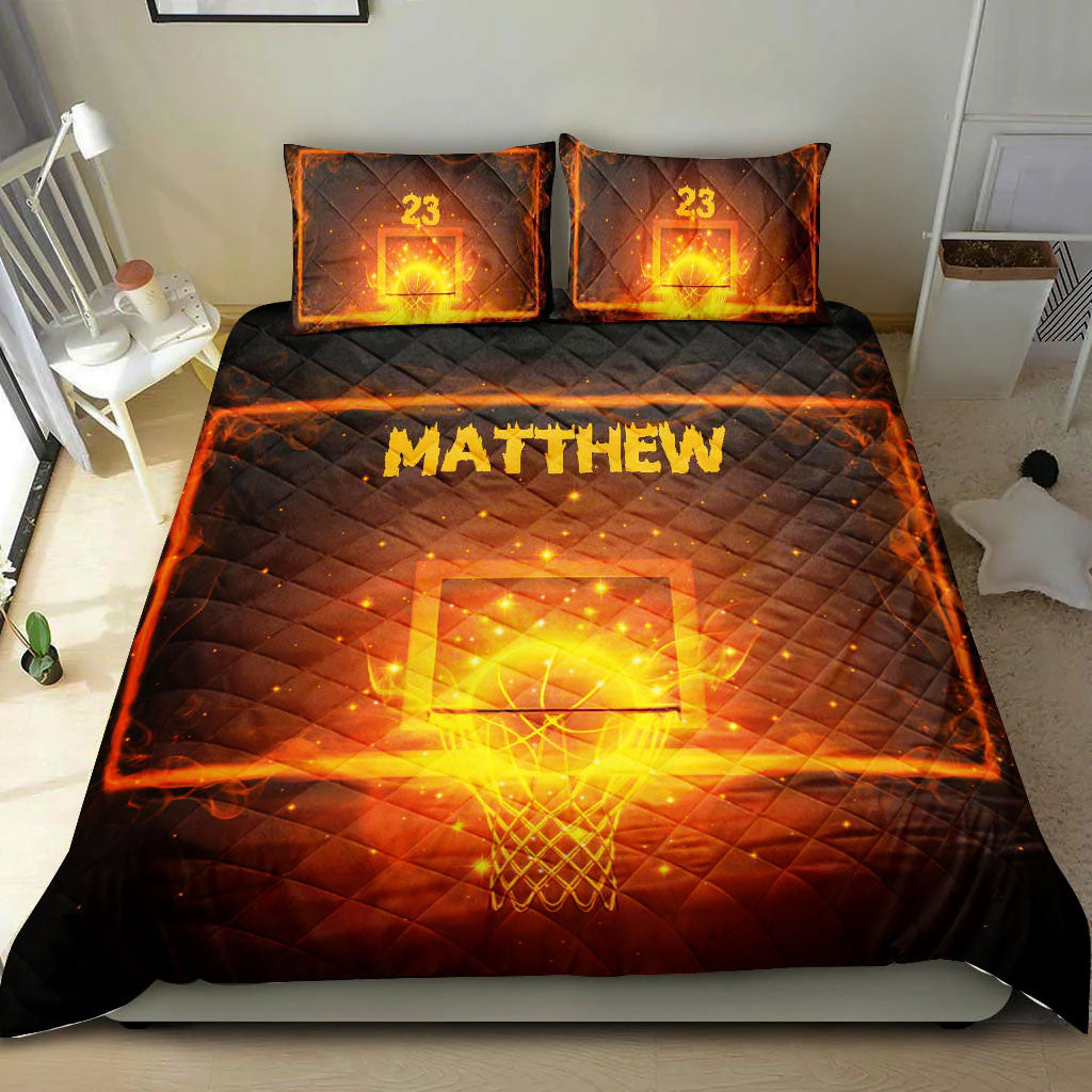 Ohaprints-Quilt-Bed-Set-Pillowcase-Basketball-Fire-Light-Player-Fan-Gift-Idea-Custom-Personalized-Name-Number-Blanket-Bedspread-Bedding-1565-Double (70'' x 80'')