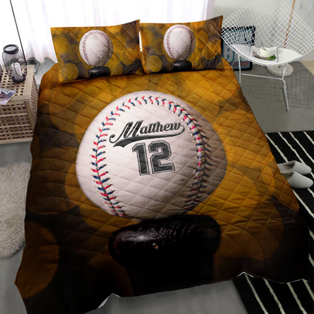 Ohaprints-Quilt-Bed-Set-Pillowcase-Baseball-Ball-On-Bat-Player-Fan-Gift--Brown-Custom-Personalized-Name-Number-Blanket-Bedspread-Bedding-393-Throw (55'' x 60'')