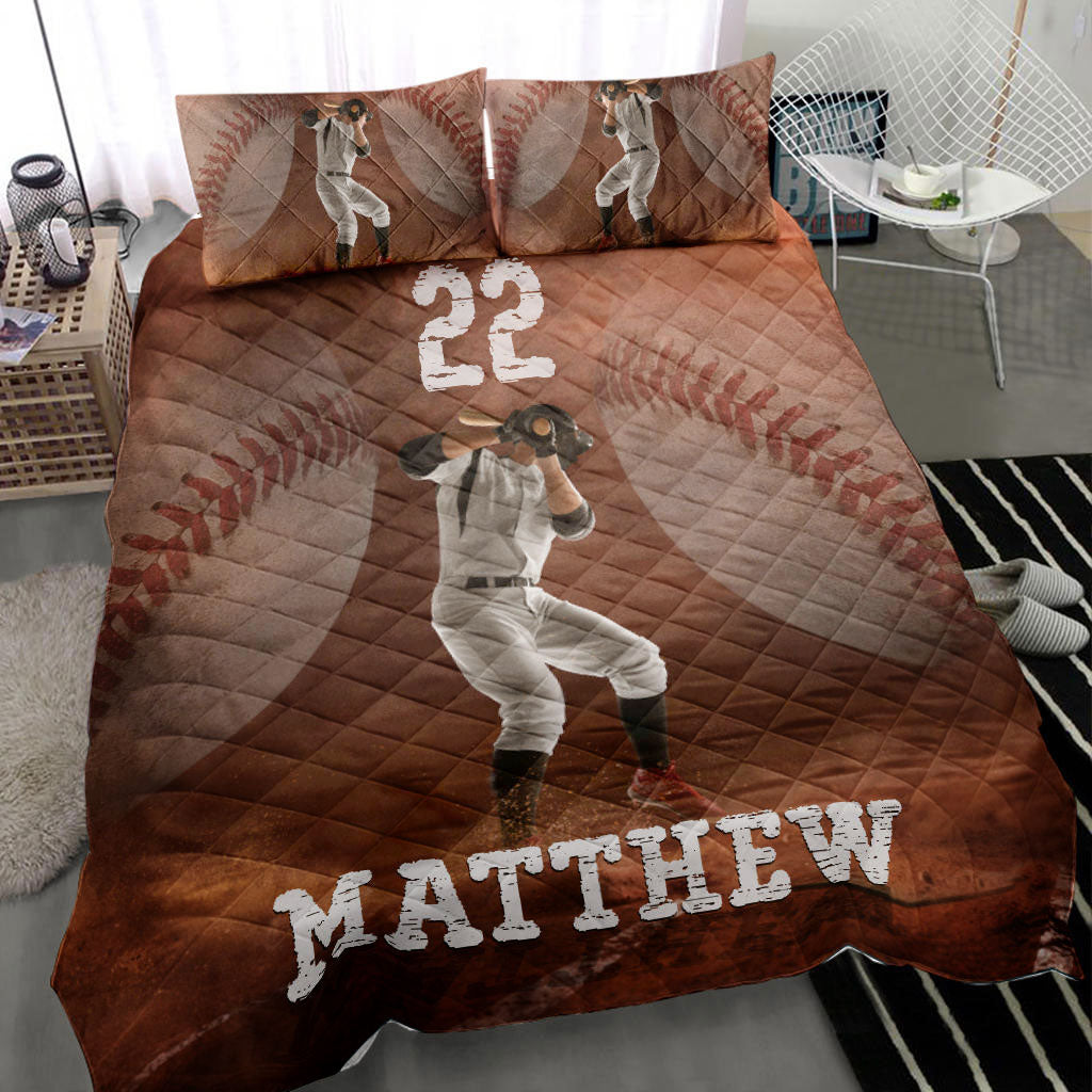Ohaprints-Quilt-Bed-Set-Pillowcase-Baseball-Ball-Batter-Posing-Player-Fan-Gift-Custom-Personalized-Name-Number-Blanket-Bedspread-Bedding-1627-Throw (55'' x 60'')