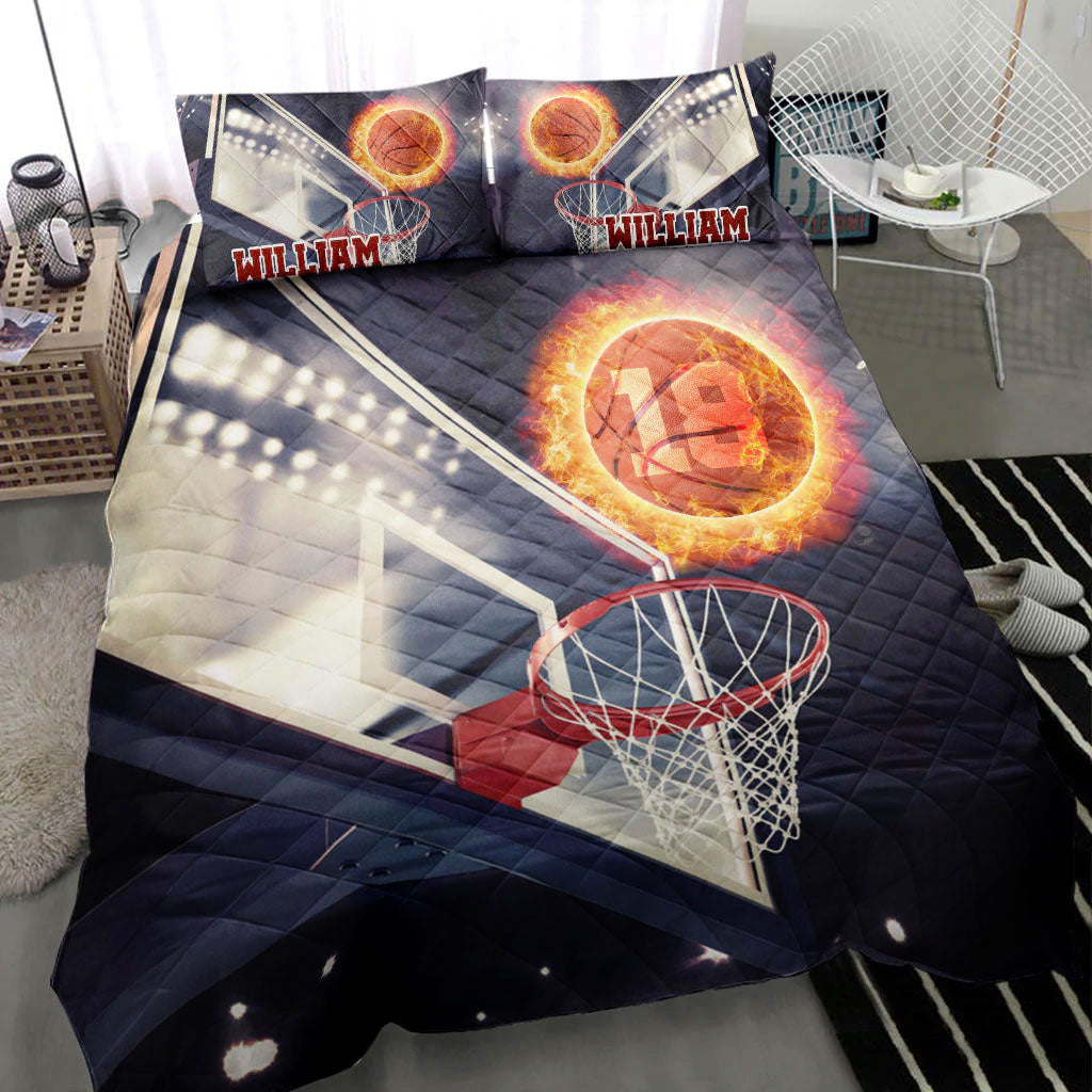 Ohaprints-Quilt-Bed-Set-Pillowcase-Basketball-Fire-Ball-Player-Fan-Unique-Gift-Custom-Personalized-Name-Number-Blanket-Bedspread-Bedding-2806-Throw (55'' x 60'')