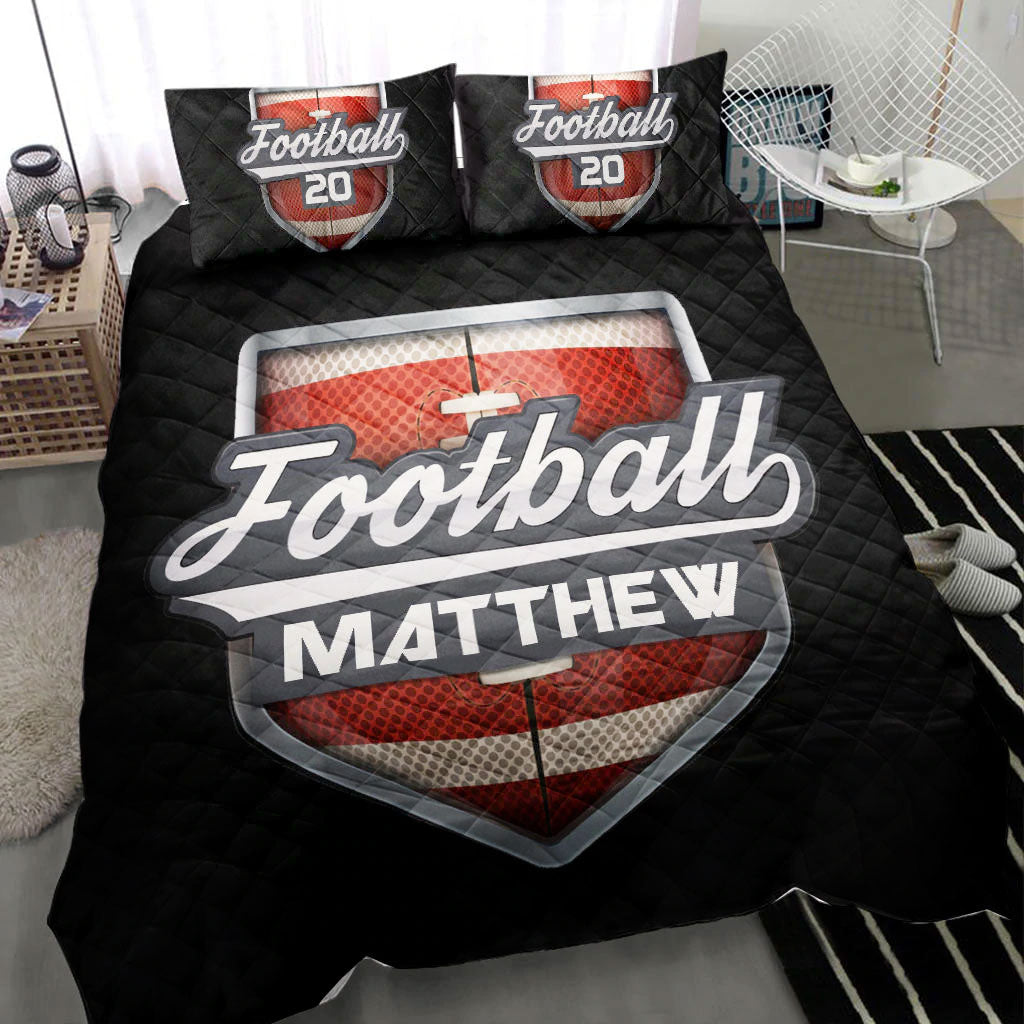 Ohaprints-Quilt-Bed-Set-Pillowcase-America-Football-Pattern-Player-Fan-Gift-Black-Custom-Personalized-Name-Number-Blanket-Bedspread-Bedding-1566-Throw (55'' x 60'')