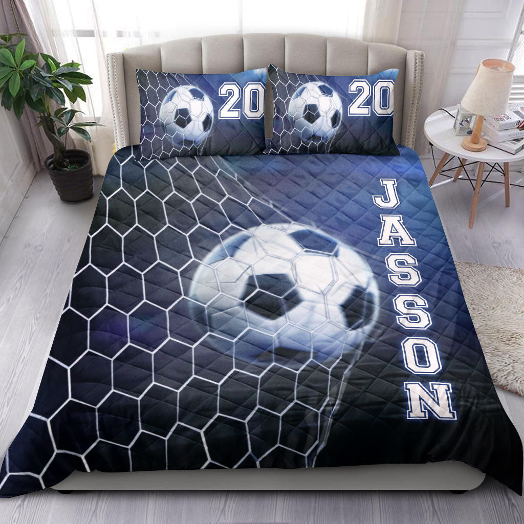 Ohaprints-Quilt-Bed-Set-Pillowcase-Soccer-Ball-In-Net-Blue-Player-Fan-Gift-Idea-Custom-Personalized-Name-Number-Blanket-Bedspread-Bedding-3063-Double (70'' x 80'')