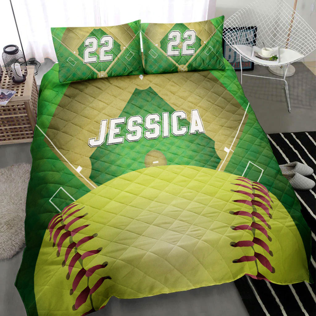 Ohaprints-Quilt-Bed-Set-Pillowcase-Softball-Field-Court-Ball-3D-Player-Fan-Gift-Custom-Personalized-Name-Number-Blanket-Bedspread-Bedding-2745-Throw (55'' x 60'')