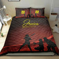 Ohaprints-Quilt-Bed-Set-Pillowcase-Softball-Baseball-Girl-Team-Red-Player-Fan-Custom-Personalized-Name-Number-Blanket-Bedspread-Bedding-451-Double (70'' x 80'')
