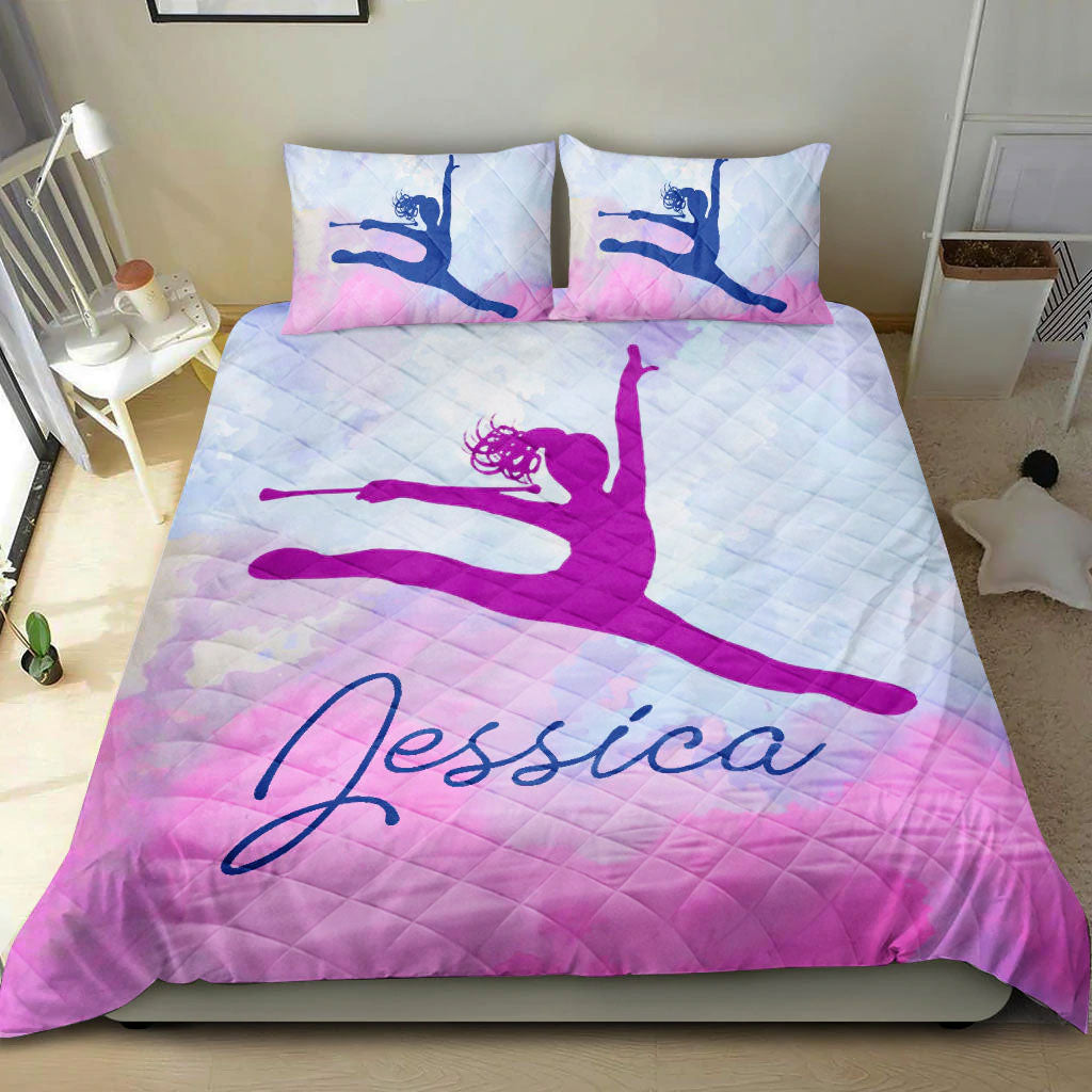 Ohaprints-Quilt-Bed-Set-Pillowcase-Baton-Twirler-Twirling-Pink-Girl-Athletes-Fan-Gift-Custom-Personalized-Name-Blanket-Bedspread-Bedding-2213-Double (70'' x 80'')