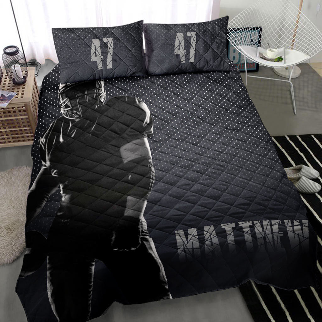 Ohaprints-Quilt-Bed-Set-Pillowcase-Football-Player-Fan-Unique-Gift-Idea-Black-Custom-Personalized-Name-Number-Blanket-Bedspread-Bedding-2807-Throw (55'' x 60'')