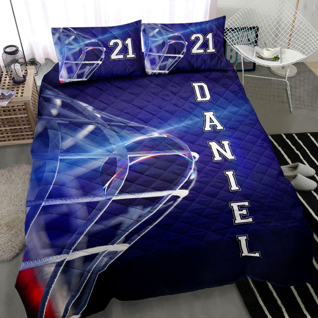 Ohaprints-Quilt-Bed-Set-Pillowcase-Hockey-Moment-Player-Fan-Gift-Idea-Blue-Custom-Personalized-Name-Number-Blanket-Bedspread-Bedding-1629-Throw (55'' x 60'')
