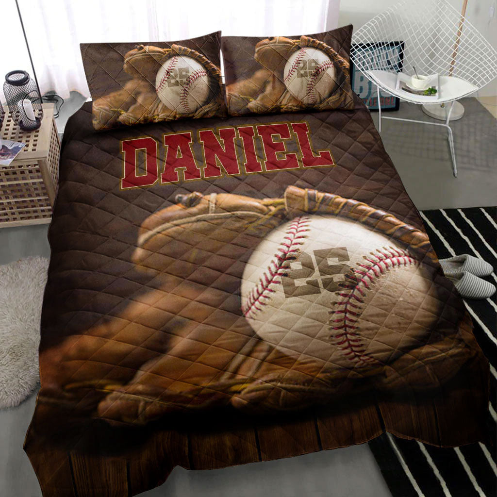 Ohaprints-Quilt-Bed-Set-Pillowcase-Baseball-Glove-Ball-Vintage-Player-Fan-Custom-Personalized-Name-Number-Blanket-Bedspread-Bedding-457-Throw (55'' x 60'')