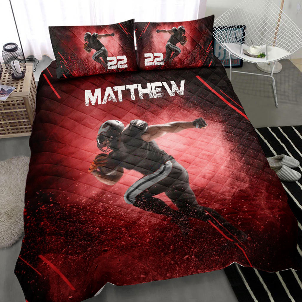 Ohaprints-Quilt-Bed-Set-Pillowcase-America-Football-Player-Run-Fan-Gift-Idea-Red-Custom-Personalized-Name-Number-Blanket-Bedspread-Bedding-986-Throw (55'' x 60'')