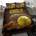 Ohaprints-Quilt-Bed-Set-Pillowcase-Softball-Gloves-Ball-Player-Fan-Gift-Vintage-Custom-Personalized-Name-Number-Blanket-Bedspread-Bedding-2215-Throw (55'' x 60'')