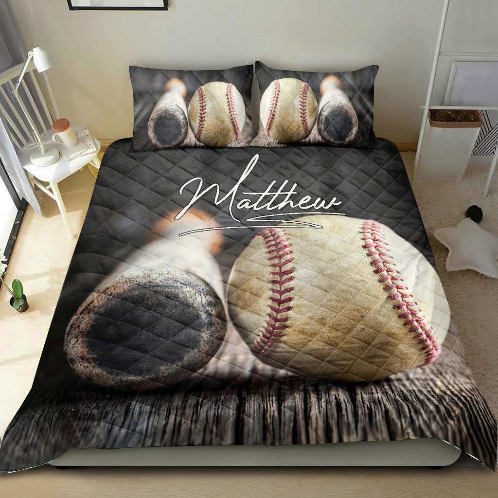 Ohaprints-Quilt-Bed-Set-Pillowcase-Baseball-Vintage-Ball-Bat-Player-Fan-Gift-Idea-Custom-Personalized-Name-Number-Blanket-Bedspread-Bedding-458-Double (70'' x 80'')