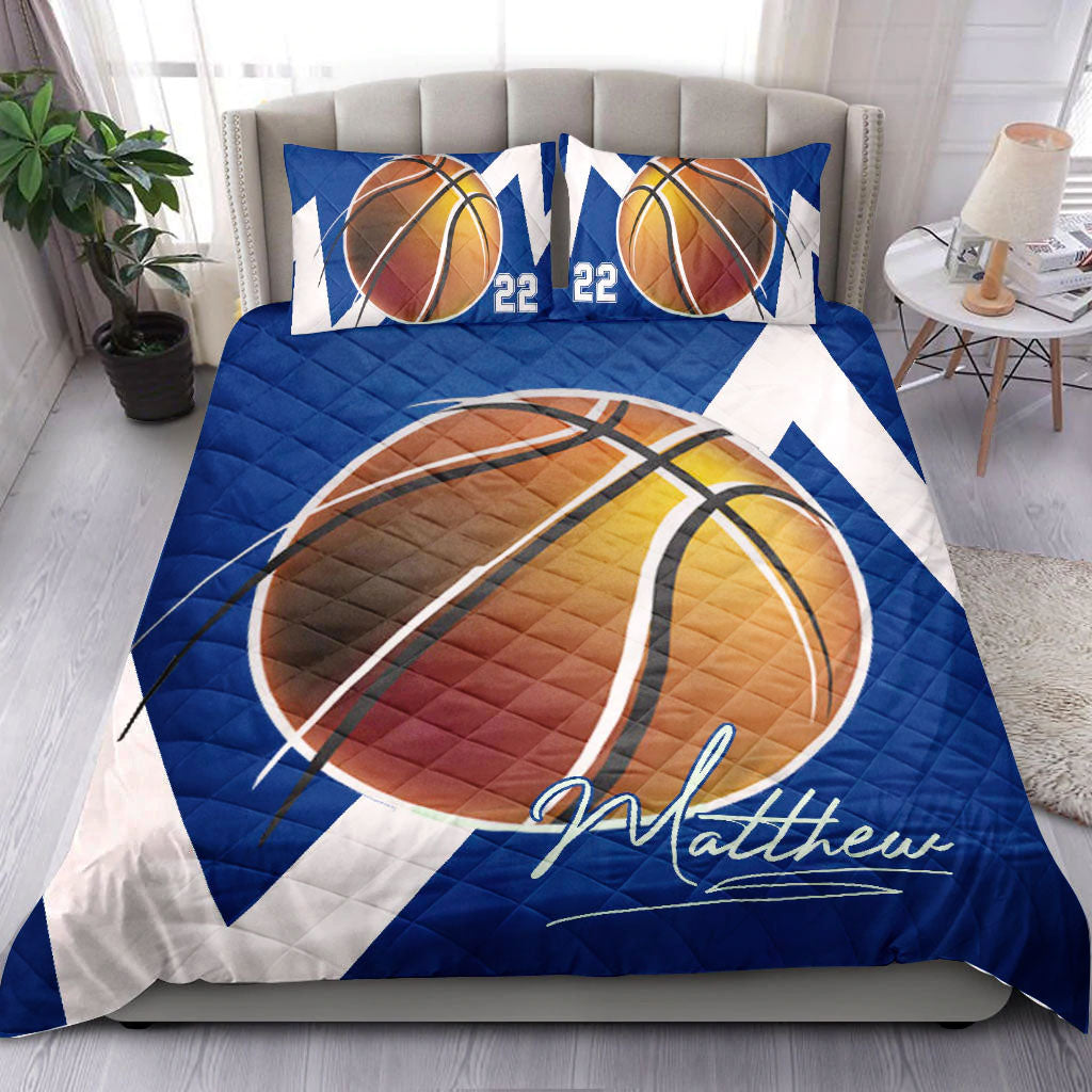 Ohaprints-Quilt-Bed-Set-Pillowcase-Basketball-Blue-Ball-Player-Fan-Blue-White-Custom-Personalized-Name-Number-Blanket-Bedspread-Bedding-2153-Throw (55'' x 60'')