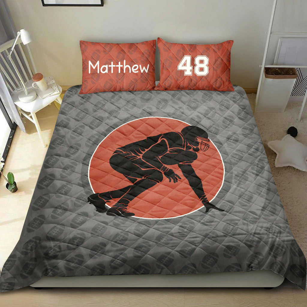 Ohaprints-Quilt-Bed-Set-Pillowcase-Football-Boy-Player-Fan-Gift-Idea-Grey-Vintage-Custom-Personalized-Name-Number-Blanket-Bedspread-Bedding-396-Double (70'' x 80'')