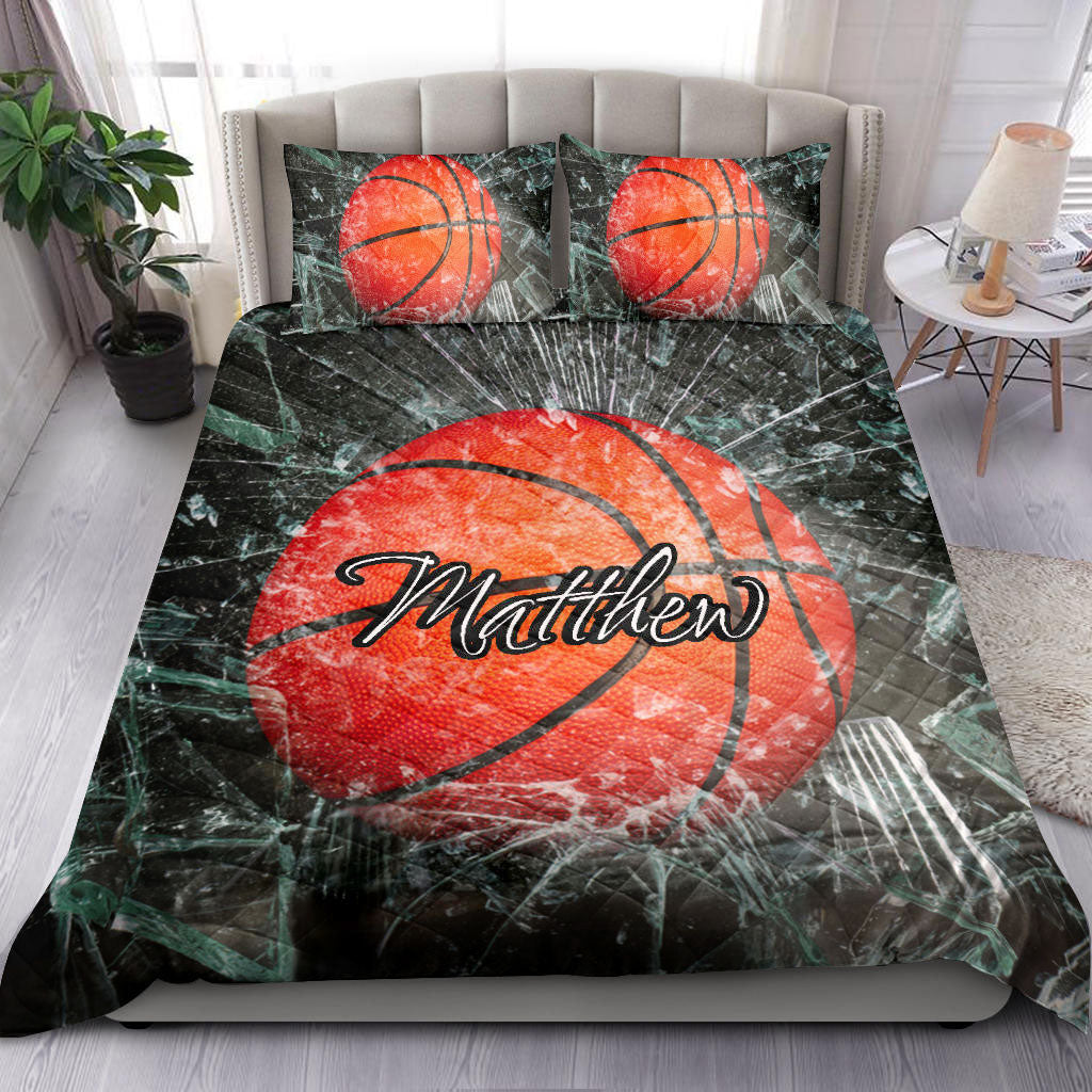Ohaprints-Quilt-Bed-Set-Pillowcase-Basketball-Ball-Break-Glass-Player-Fan-Gift-Custom-Personalized-Name-Number-Blanket-Bedspread-Bedding-988-Throw (55'' x 60'')