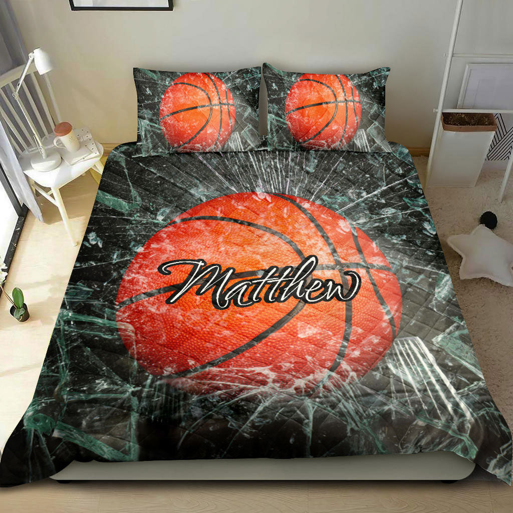 Ohaprints-Quilt-Bed-Set-Pillowcase-Basketball-Ball-Break-Glass-Player-Fan-Gift-Custom-Personalized-Name-Number-Blanket-Bedspread-Bedding-988-Double (70'' x 80'')
