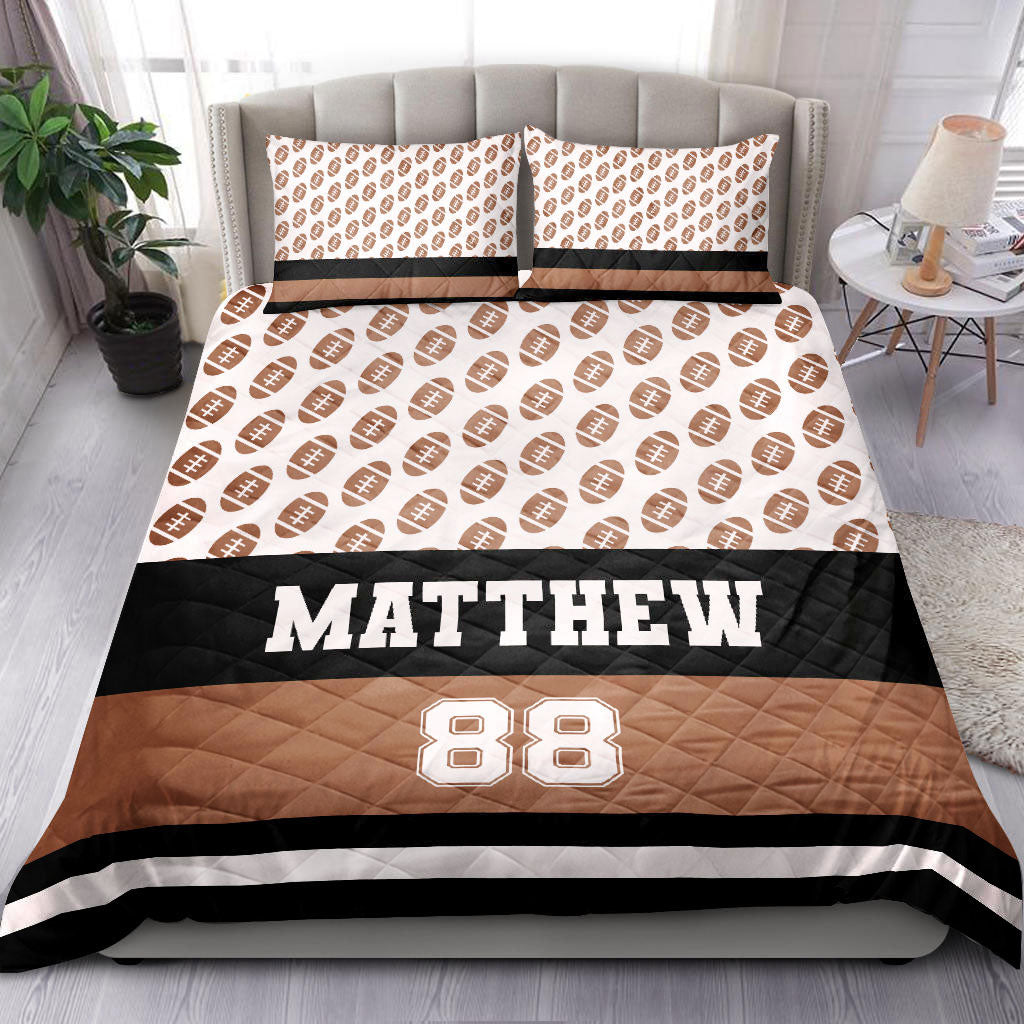 Ohaprints-Quilt-Bed-Set-Pillowcase-Football-Ball-Pattern-Brown-Player-Fan-Gift-Custom-Personalized-Name-Number-Blanket-Bedspread-Bedding-2154-Double (70'' x 80'')