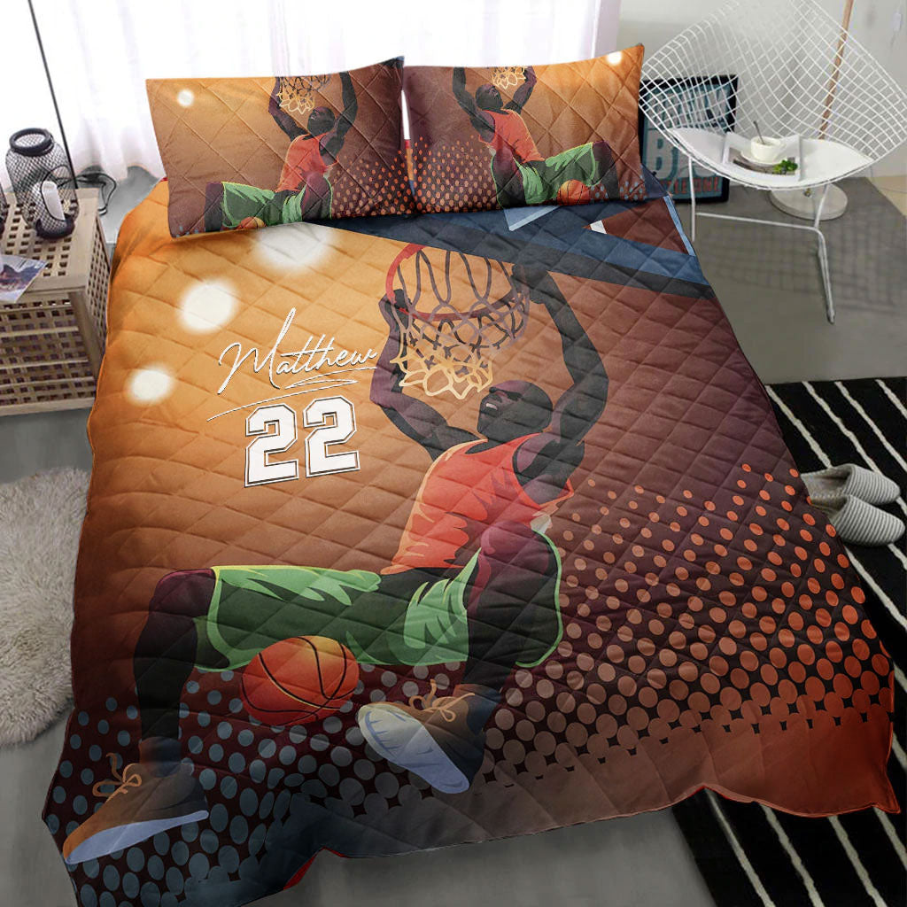 Ohaprints-Quilt-Bed-Set-Pillowcase-Basketball-Boy-Dot-Pattern-Player-Fan-Gift-Custom-Personalized-Name-Number-Blanket-Bedspread-Bedding-397-Throw (55'' x 60'')