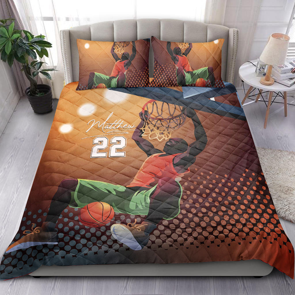 Ohaprints-Quilt-Bed-Set-Pillowcase-Basketball-Boy-Dot-Pattern-Player-Fan-Gift-Custom-Personalized-Name-Number-Blanket-Bedspread-Bedding-397-Double (70'' x 80'')