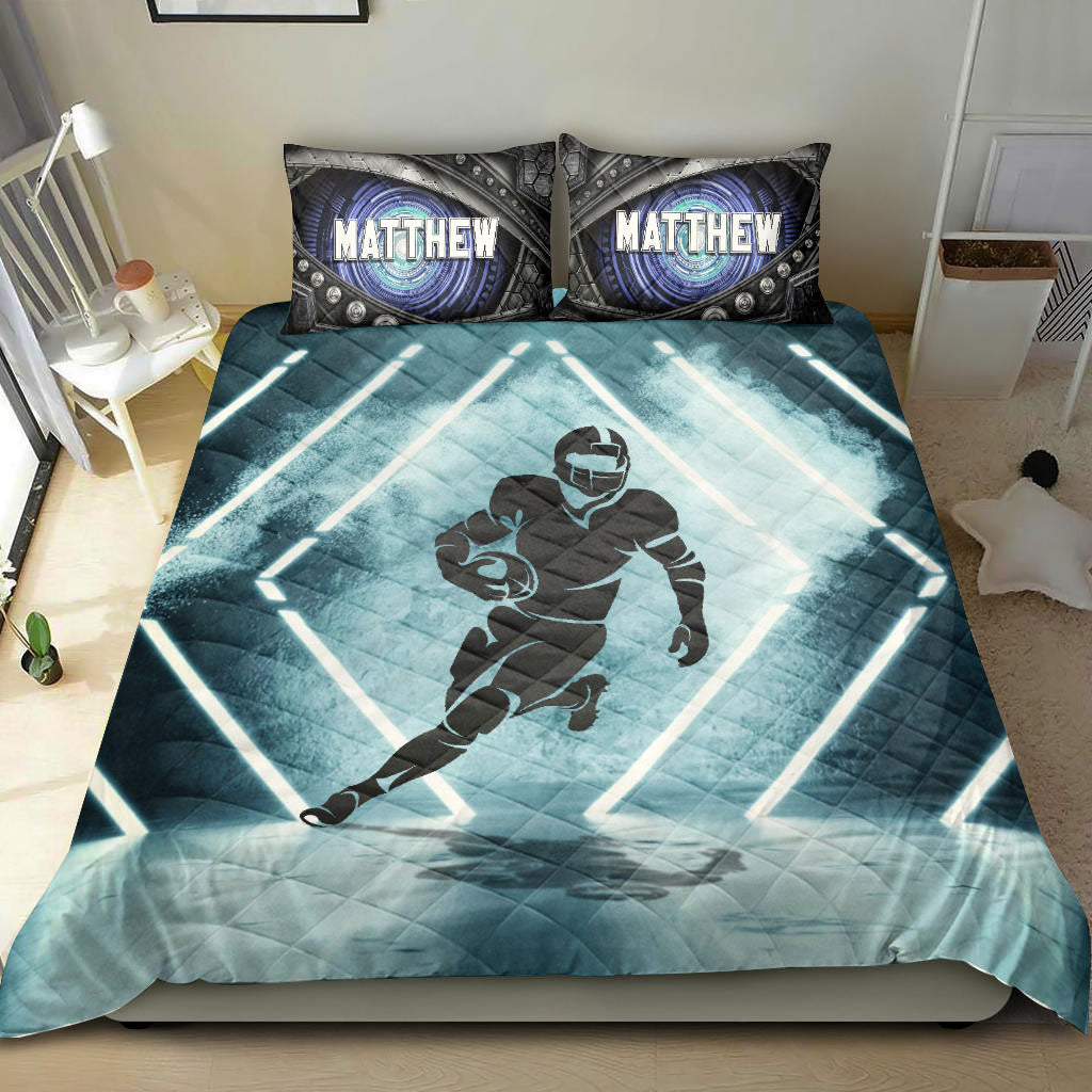 Ohaprints-Quilt-Bed-Set-Pillowcase-Football-Neon-Smoke-Pattern-Player-Fan-Gift-Custom-Personalized-Name-Number-Blanket-Bedspread-Bedding-2749-Throw (55'' x 60'')