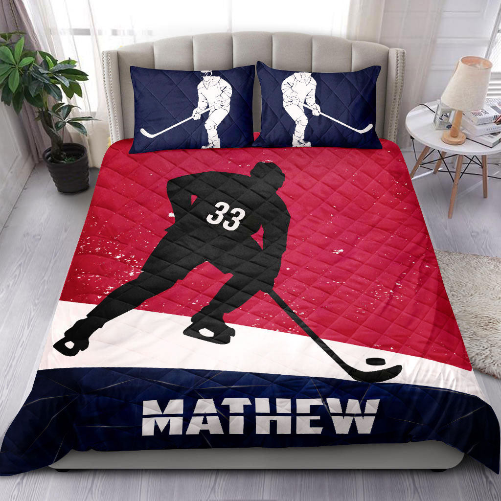 Ohaprints-Quilt-Bed-Set-Pillowcase-Hockey-Boy-Red-Blue-Player-Fan-Gift-Idea-Custom-Personalized-Name-Number-Blanket-Bedspread-Bedding-398-Throw (55'' x 60'')
