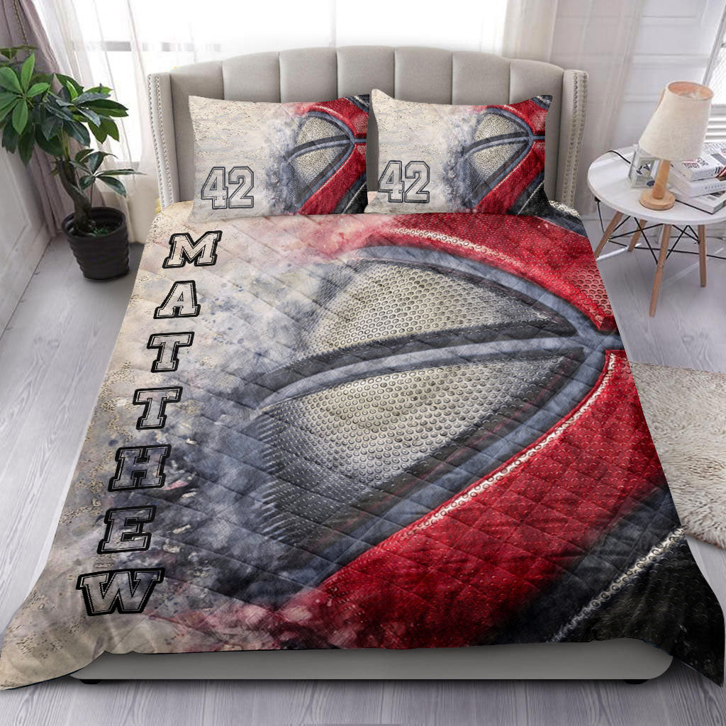 Ohaprints-Quilt-Bed-Set-Pillowcase-Basketball-Ball-Pattern-Smoke-Player-Fan-Gift-Custom-Personalized-Name-Number-Blanket-Bedspread-Bedding-990-Throw (55'' x 60'')