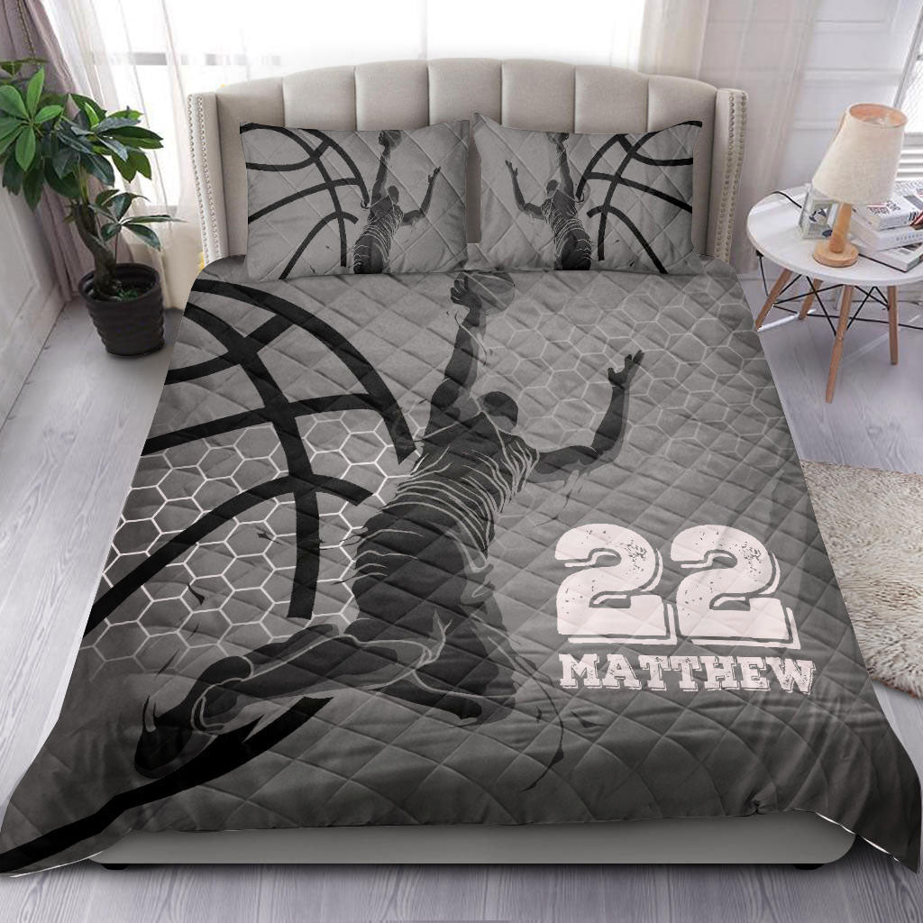 Ohaprints-Quilt-Bed-Set-Pillowcase-Basketball-Boy-Grey-Honeycomb-Player-Fan-Gift-Custom-Personalized-Name-Number-Blanket-Bedspread-Bedding-1571-Throw (55'' x 60'')