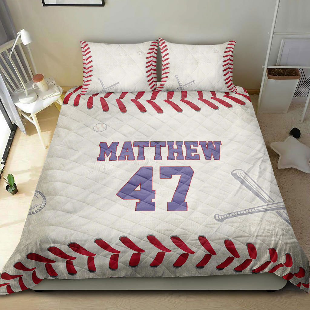 Ohaprints-Quilt-Bed-Set-Pillowcase-Baseball-Pattern-Grey-Player-Fan-Gift-Idea-Custom-Personalized-Name-Number-Blanket-Bedspread-Bedding-991-Throw (55'' x 60'')