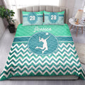 Ohaprints-Quilt-Bed-Set-Pillowcase-Volleyball-Girl-Zig-Zag-Player-Fan-Blue-Green-Custom-Personalized-Name-Number-Blanket-Bedspread-Bedding-400-Double (70'' x 80'')