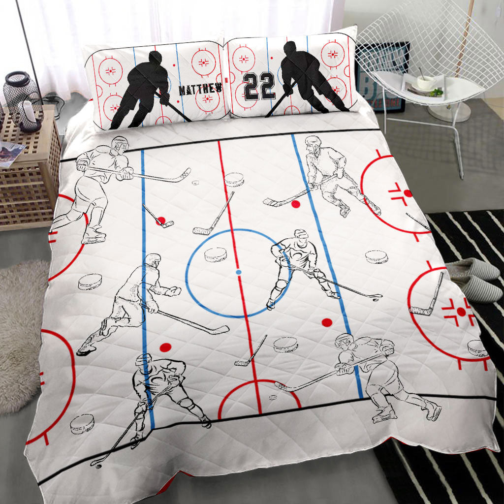 Ohaprints-Quilt-Bed-Set-Pillowcase-Hockey-Field-Court-Sketch-Player-Fan-Gift-Idea-Custom-Personalized-Name-Number-Blanket-Bedspread-Bedding-1051-Throw (55'' x 60'')