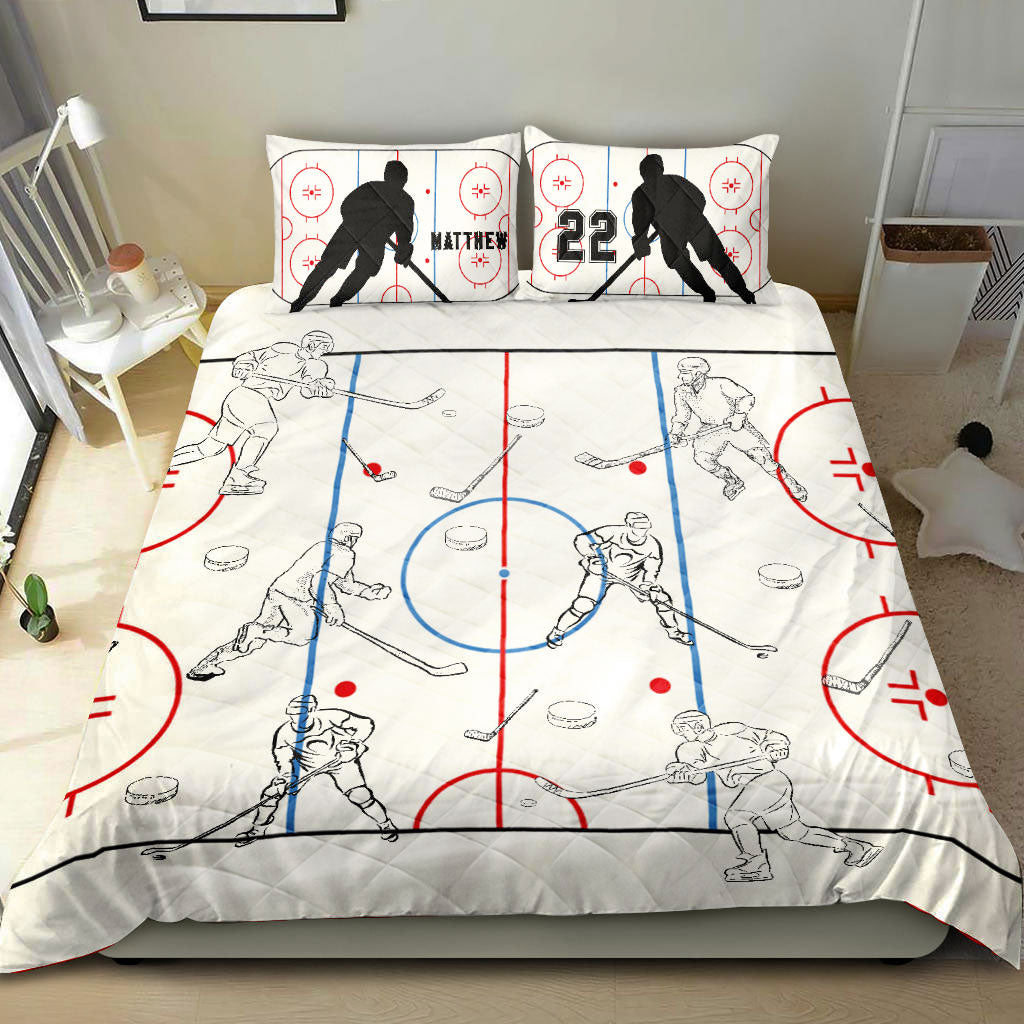 Ohaprints-Quilt-Bed-Set-Pillowcase-Hockey-Field-Court-Sketch-Player-Fan-Gift-Idea-Custom-Personalized-Name-Number-Blanket-Bedspread-Bedding-1051-Double (70'' x 80'')