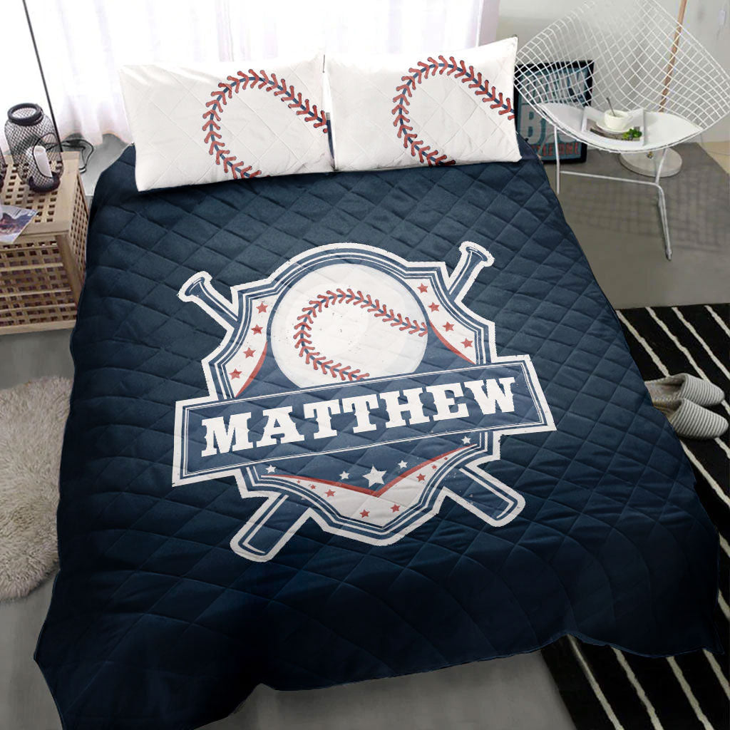 Ohaprints-Quilt-Bed-Set-Pillowcase-Baseball-Player-Fan-Unique-Gift-Idea-Blue-Custom-Personalized-Name-Number-Blanket-Bedspread-Bedding-992-Throw (55'' x 60'')