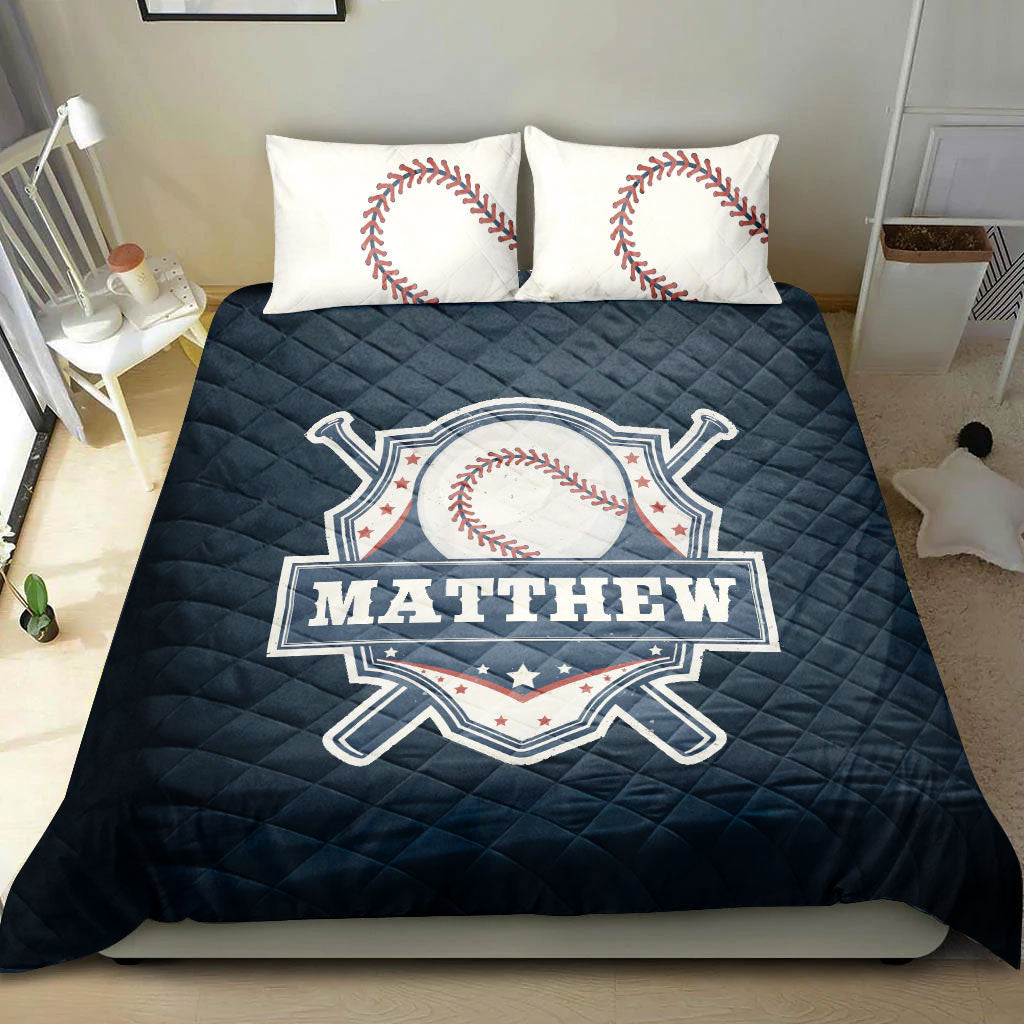 Ohaprints-Quilt-Bed-Set-Pillowcase-Baseball-Player-Fan-Unique-Gift-Idea-Blue-Custom-Personalized-Name-Number-Blanket-Bedspread-Bedding-992-Double (70'' x 80'')