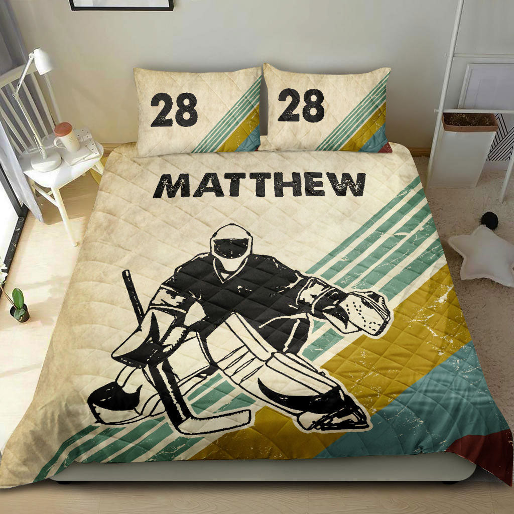 Ohaprints-Quilt-Bed-Set-Pillowcase-Hockey-Boy-Vintage-Retro-Player-Fan-Gift-Idea-Custom-Personalized-Name-Number-Blanket-Bedspread-Bedding-1573-Double (70'' x 80'')