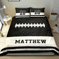 Ohaprints-Quilt-Bed-Set-Pillowcase-America-Football-Black-White-Player-Fan-Gift-Custom-Personalized-Name-Number-Blanket-Bedspread-Bedding-2219-Double (70'' x 80'')